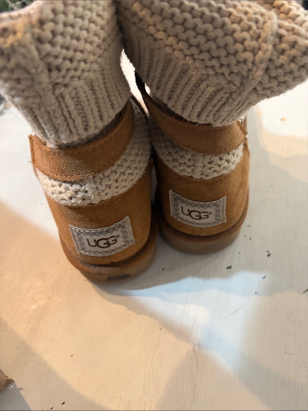 UGG Women’s Chestnut Suede Knit-Trim Boot